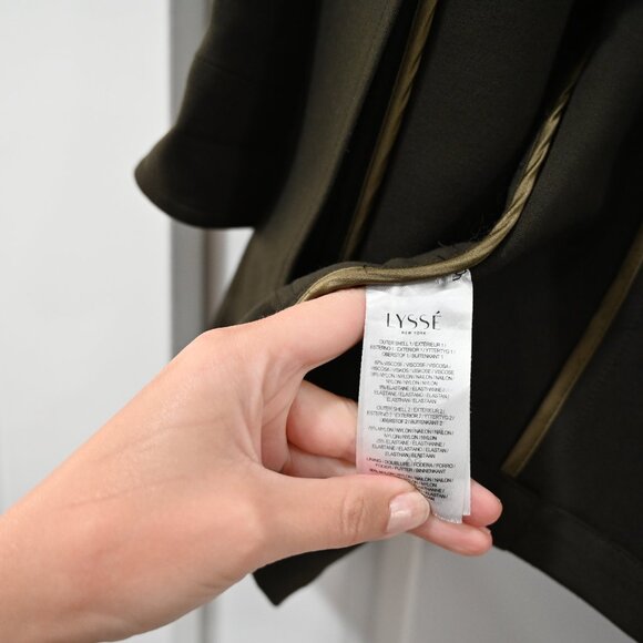 LYSSE XS Open Front Drawstring Deep Olive Green Jacket - Picture 7 of 9